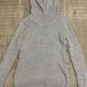 WHBM | Sequin Knit Cowl Neck Sweater | Size Small | Champagne Silver